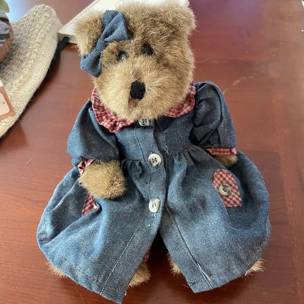 Adorable Teddy Bear in Denim Dress